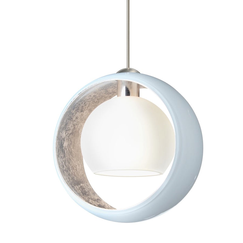 Besa Lighting Pogo 1 Light Cord Pendant, Satin Nickel/White