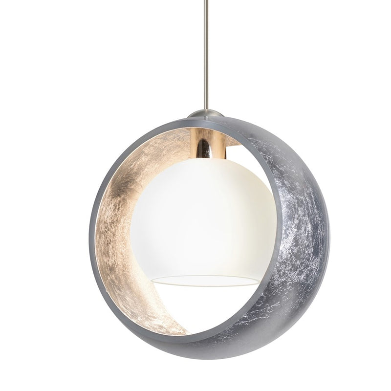 Besa Lighting Pogo 6in 1-Light LED Cord Pendant | Modern Satin Nickel and Silver Glass | Kitchen Island & Dining Room | Model 1XT-4293SS-LED-SN