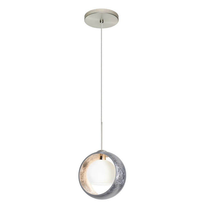 Besa Lighting Pogo 1 Light Cord Pendant, Satin Nickel/Silver