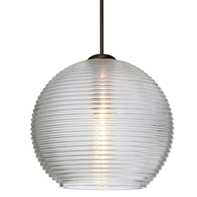 Besa Lighting Kristall 6 6in 1-Light Cord Pendant | Contemporary Bronze and Clear Glass | Kitchen Island & Dining Room | Model 1XT-461500-BR