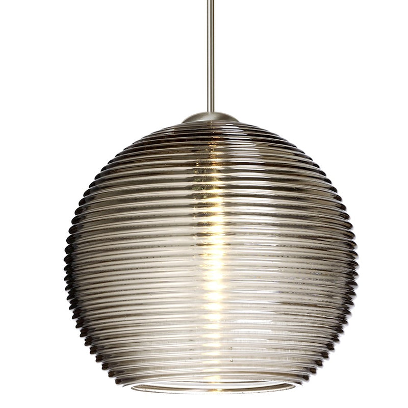 Besa Lighting Kristall 6 1 Light Cord Pendant, Satin Nickel/Gray