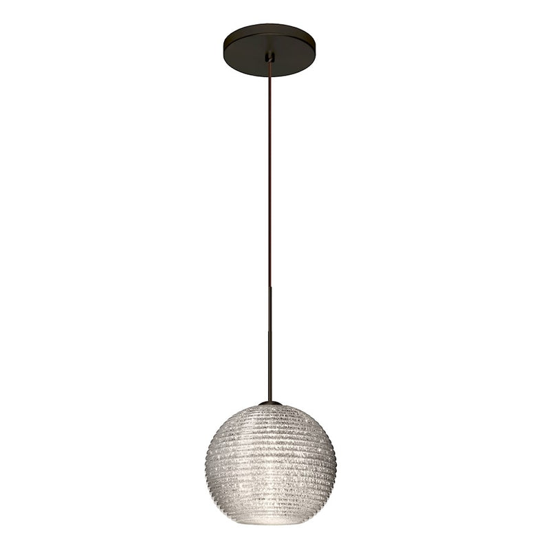 Besa Lighting Kristall 6 6in 1-Light Pendant | Contemporary Bronze and Crystal Glass | Kitchen Island & Dining Room | Model 1XT-4615GL-BR