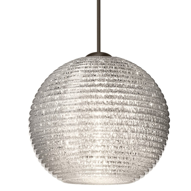 Besa Lighting Kristall 6 6in 1-Light LED Pendant | Contemporary Bronze and Crystal Glass | Kitchen Island & Dining Room | Model 1XT-4615GL-LED-BR