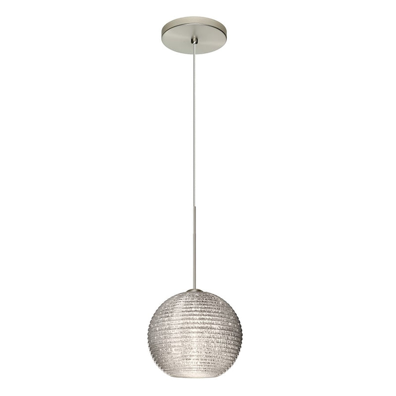 Besa Lighting Kristall 6 1-Light Cord Pendant | Contemporary Satin Nickel and Crystal Glass | Kitchen Island & Dining Room | Model 1XT-4615GL-SN