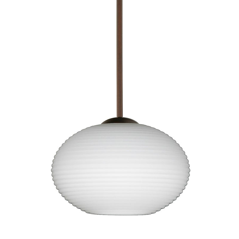 Besa Lighting Lasso 1-Light Cord Pendant | Contemporary Bronze and White Glass | Kitchen Island & Dining Room | 4 x 3 in | Model 1XT-561207-BR