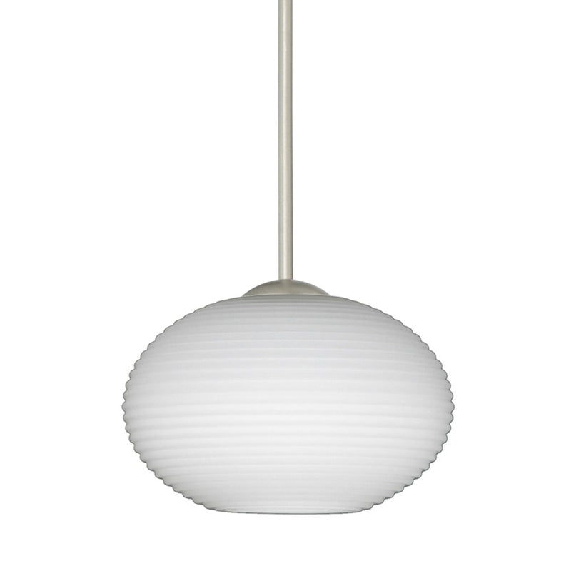 Besa Lighting Lasso 1-Light LED Cord Pendant | Contemporary Satin Nickel and White Glass | Kitchen Island & Dining Room | Model 1XT-561207-LED-SN