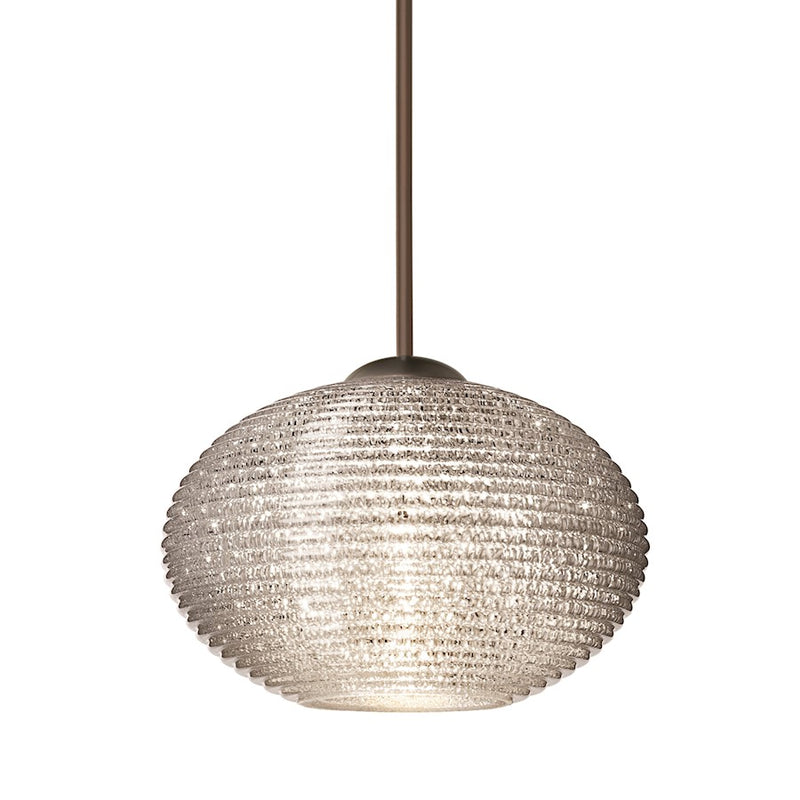 Besa Lighting Lasso 1-Light Cord Pendant | Contemporary Brushed Bronze and Crystal Glass | Kitchen Island & Dining Room | Model 1XT-5612GL-BR