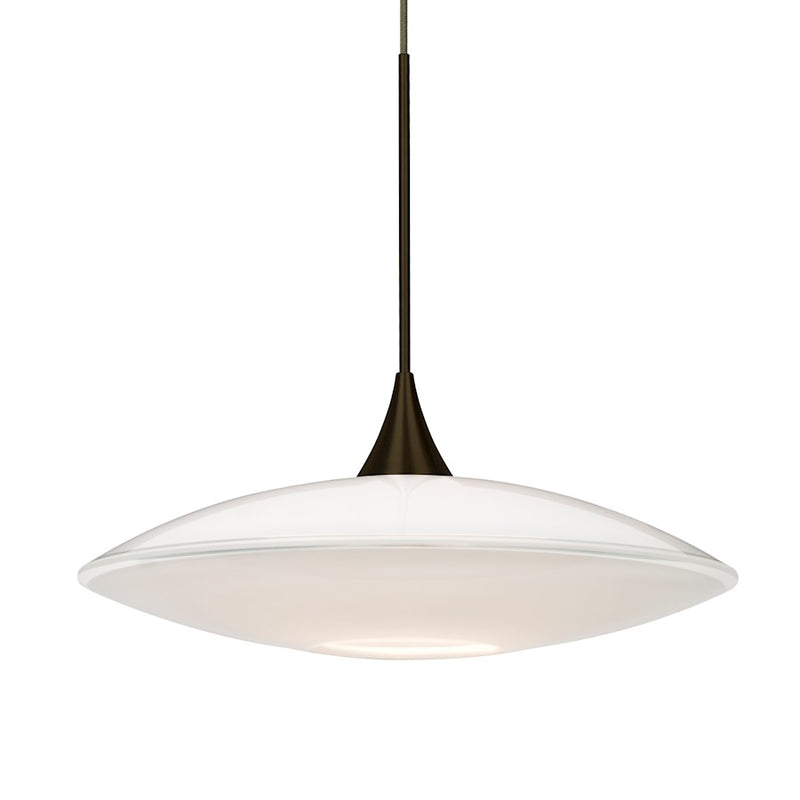 Besa Lighting Spazio 1 Light Cord Pendant, Bronze/White
