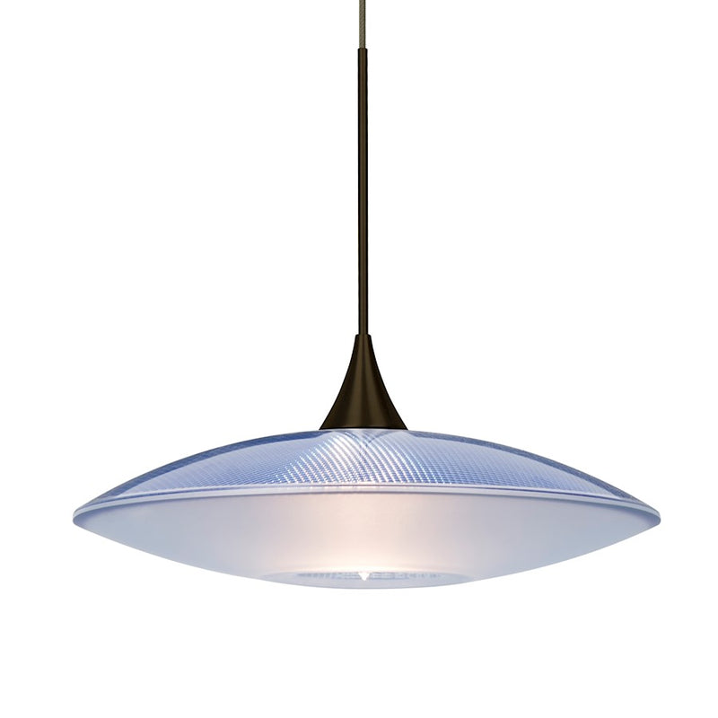 Besa Spazio 8in 1-Light Pendant | Contemporary Bronze and Blue Glass | Kitchen Island & Dining Room | 8.75 x 2.5 in | Model 1XT-6294BL-BR