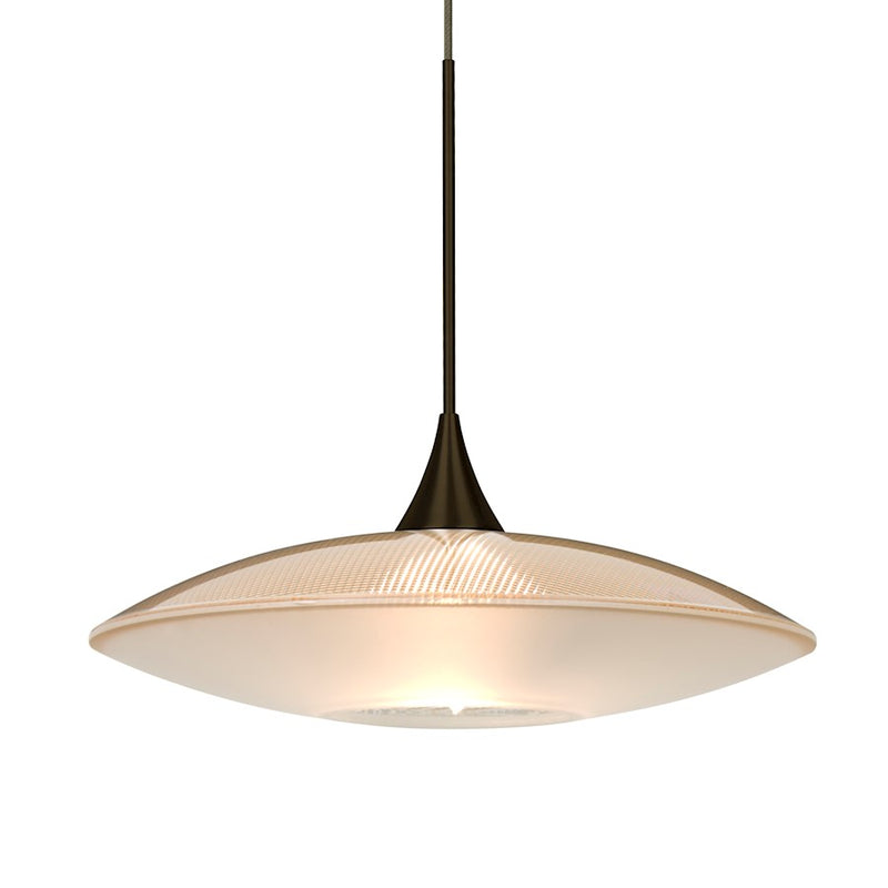 Besa Lighting Spazio 8in 1-Light LED Pendant | Contemporary Bronze and Gold Glass | Kitchen Island & Dining Room | Model 1XT-6294GD-LED-BR