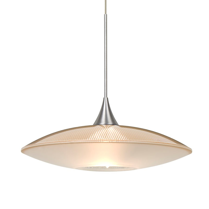 Besa Lighting Spazio 8in 1-Light LED Pendant | Contemporary Satin Nickel and Gold Glass | Kitchen Island & Dining Room | Model 1XT-6294GD-LED-SN