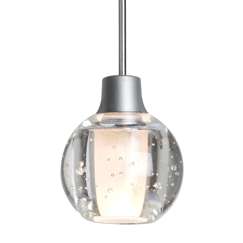Besa Lighting Boca 3 3in 1-Light Pendant | Modern Satin Nickel and Clear Glass | Kitchen Island & Dining Room | 3.15 x 3 in | Model 1XT-BOCA3BB-SN