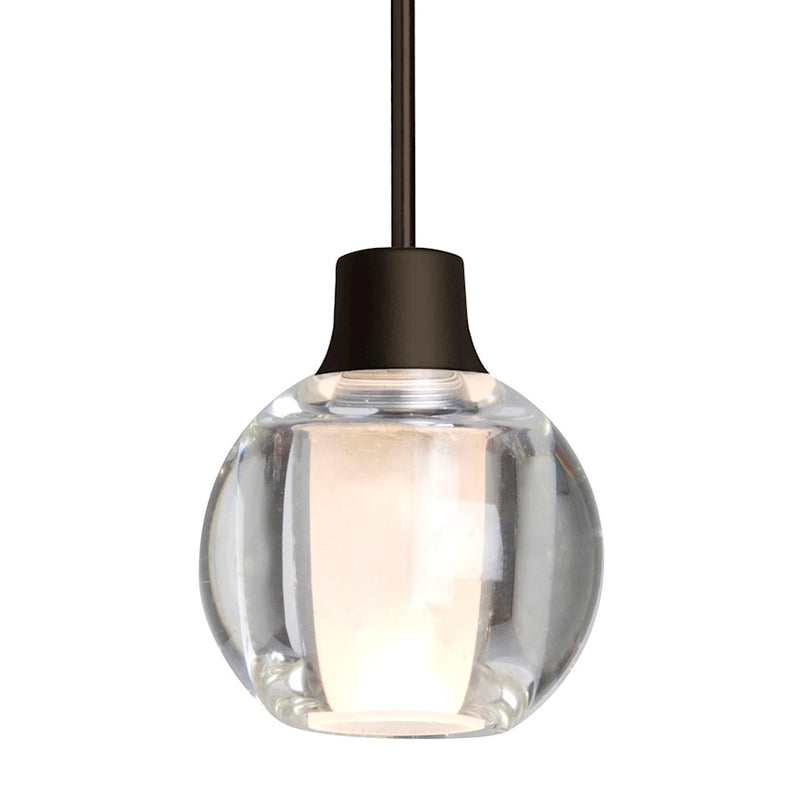 Besa Lighting Boca 3 3in 1-Light LED Pendant | Modern Bronze and Clear Glass | Kitchen Island & Dining Room | 3.15 x 3 in | Model 1XT-BOCA3CL-LED-BR