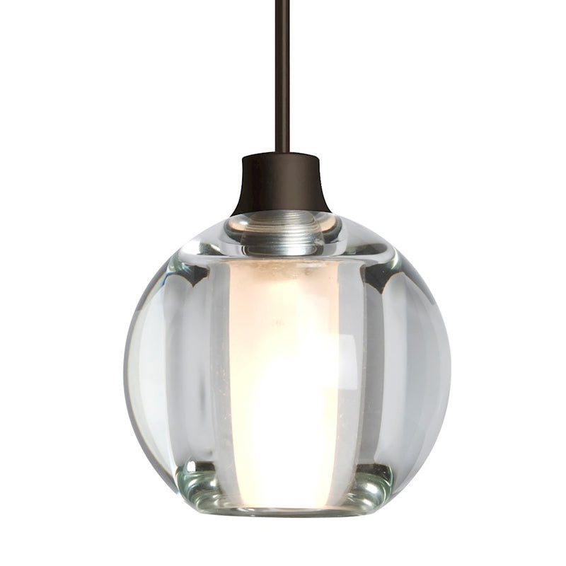 Besa Lighting Boca 5 4in 1-Light Pendant | Modern Bronze and Clear Glass | Kitchen Island & Dining Room | 4 x 3.5 in | Model 1XT-BOCA5CL-BR