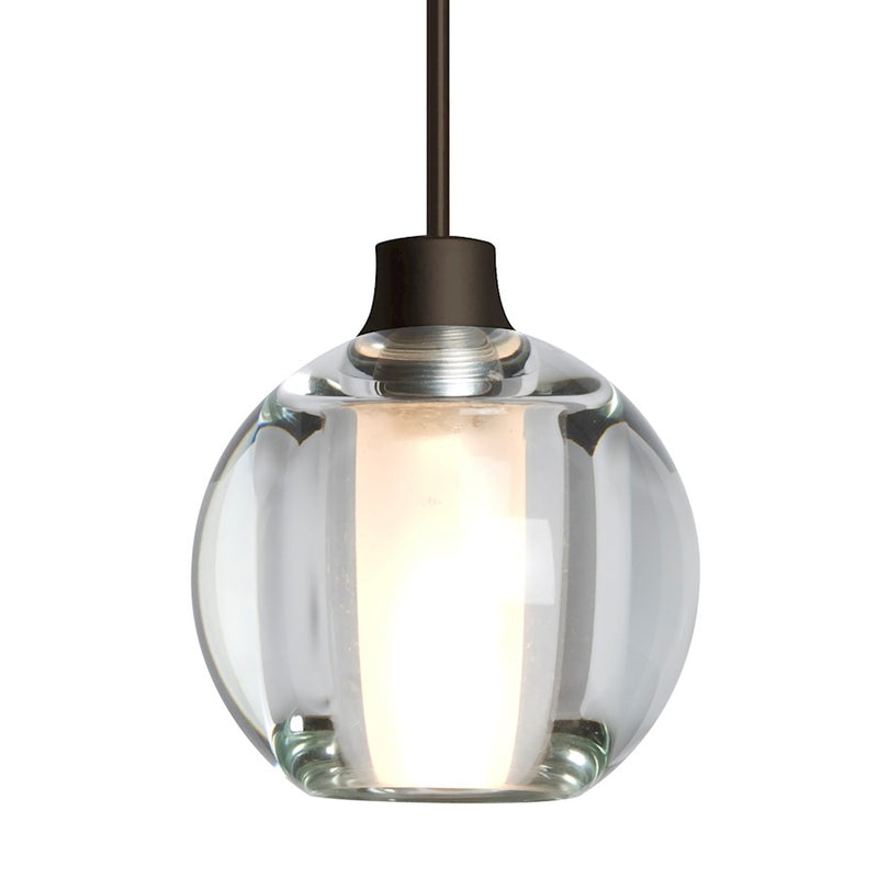 Besa Lighting Boca 5 4in 1-Light LED Pendant | Modern Bronze and Clear Glass | Kitchen Island & Dining Room | 4 x 3.5 in | Model 1XT-BOCA5CL-LED-BR