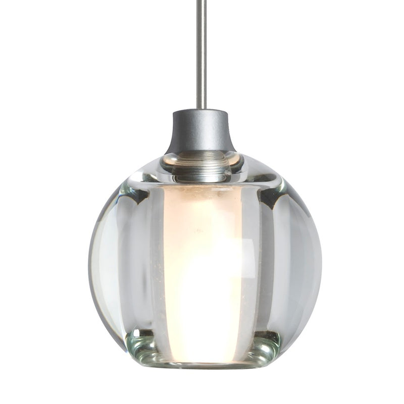 Besa Lighting Boca 5 4in 1-Light LED Pendant | Modern Satin Nickel and Clear Glass | Kitchen Island & Dining Room | Model 1XT-BOCA5CL-LED-SN
