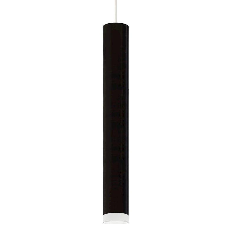 Besa Lighting Cafe 18 1-Light LED Pendant | Contemporary Satin Nickel and Black Glass | Kitchen Island & Dining Room | Model 1XT-CAFE18BF-LED-SN