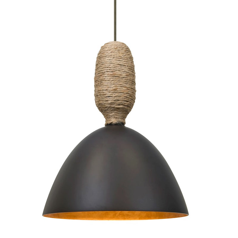 Besa Lighting Creed 8in 1-Light LED Pendant | Industrial Bronze and Bronze Aluminum | Kitchen Island & Dining Room | Model 1XT-CREED-LED-BR