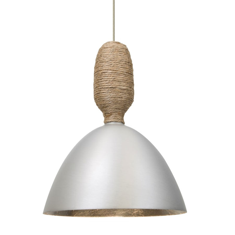 Besa Lighting Creed 8in 1-Light LED Pendant | Industrial Satin Nickel and Silver Aluminum | Kitchen Island & Dining Room | Model 1XT-CREED-LED-SN