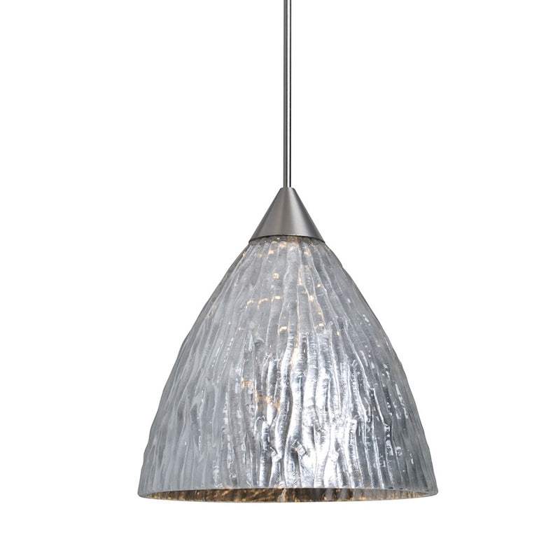 Besa Lighting Eve 5in 1-Light LED Cord Pendant | Contemporary Satin Nickel and Silver Glass | Kitchen Island & Dining Room | Model 1XT-EVESS-LED-SN