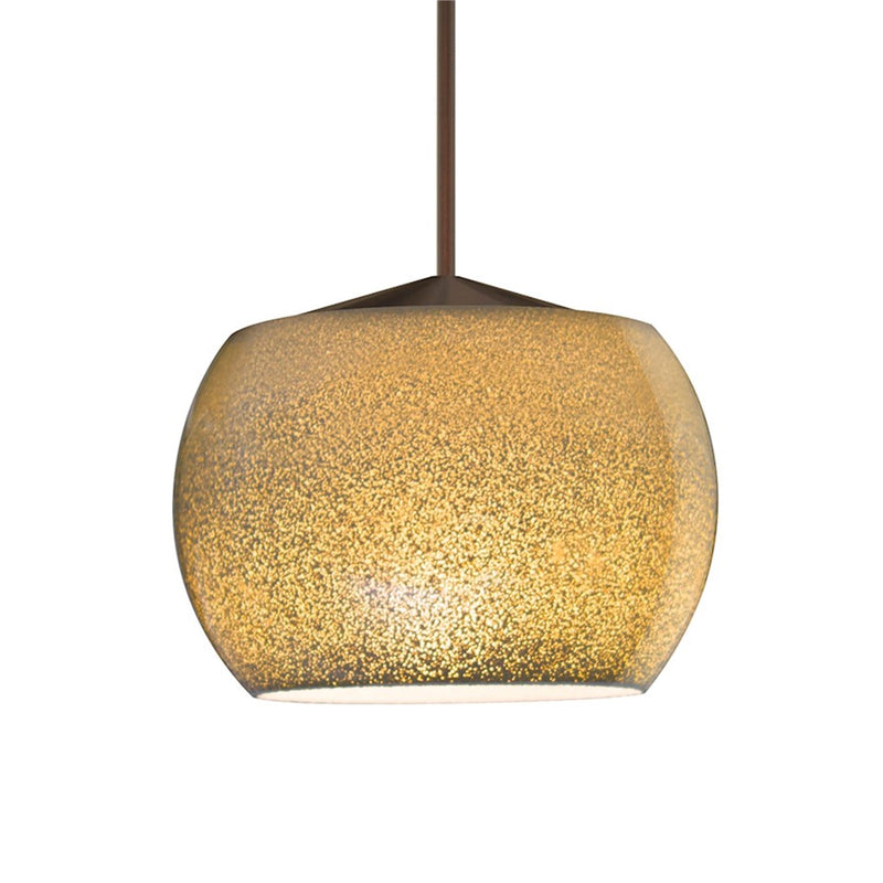 Besa Keno 4in 1-Light LED Pendant | Contemporary Bronze and Gold Glass | Kitchen Island & Dining Room | 4 x 4 x 3 in | Model 1XT-KENOGD-LED-BR