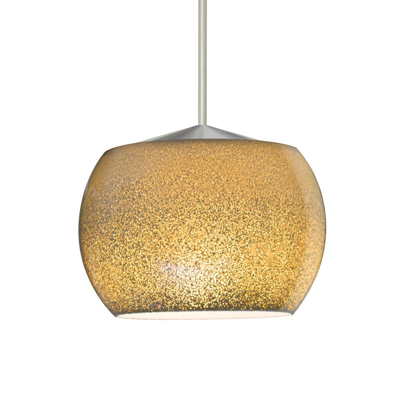 Besa Keno 4in 1-Light LED Pendant | Contemporary Satin Nickel and Gold Glass | Kitchen Island & Dining Room | 4 x 4 x 3 in | Model 1XT-KENOGD-LED-SN