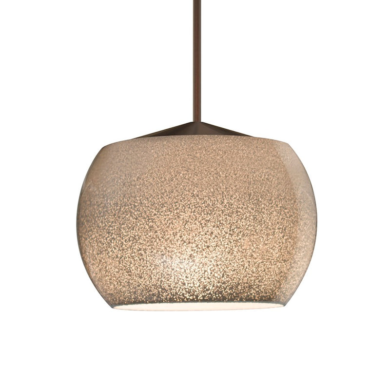 Besa Keno 4in 1-Light LED Pendant | Contemporary Bronze and Gray Glass | Kitchen Island & Dining Room | 4 x 4 x 3 in | Model 1XT-KENOSM-LED-BR