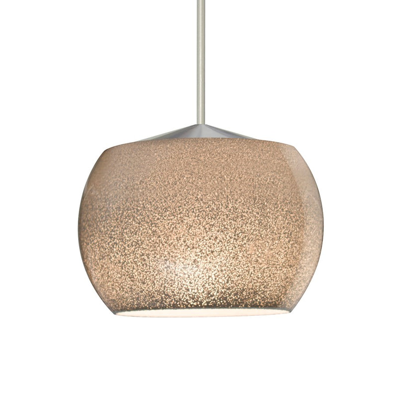 Besa Lighting Keno 4in 1-Light LED Pendant | Contemporary Satin Nickel and Gray Sand Glass | Kitchen Island & Dining Room | Model 1XT-KENOSM-LED-SN