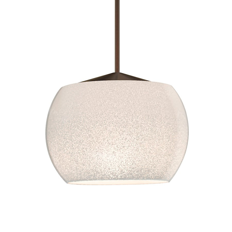 Besa Lighting Keno 4in 1-Light LED Pendant | Contemporary Bronze and White Sand Glass | Kitchen Island & Dining Room | Model 1XT-KENOWH-LED-BR