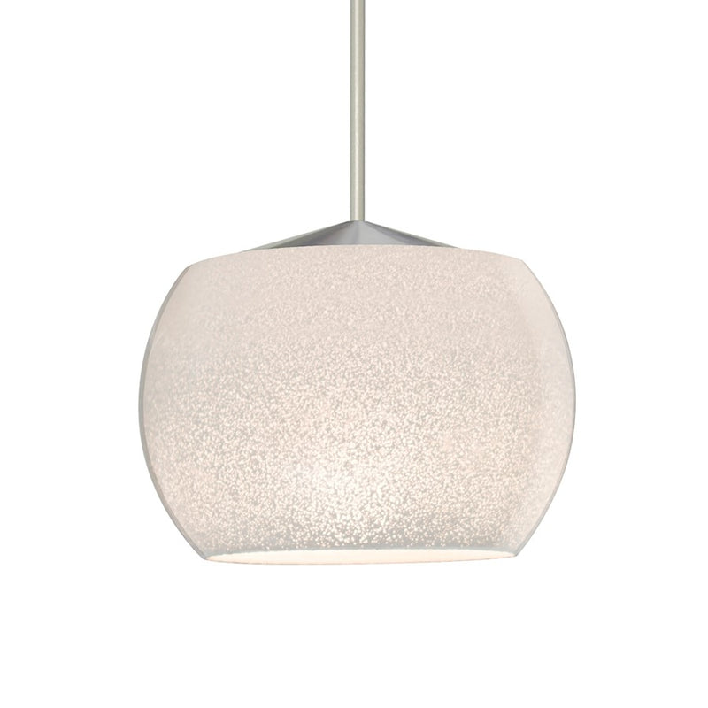 Besa Lighting Keno 4in 1-Light LED Pendant | Contemporary Satin Nickel and White Sand Glass | Kitchen Island & Dining Room | Model 1XT-KENOWH-LED-SN