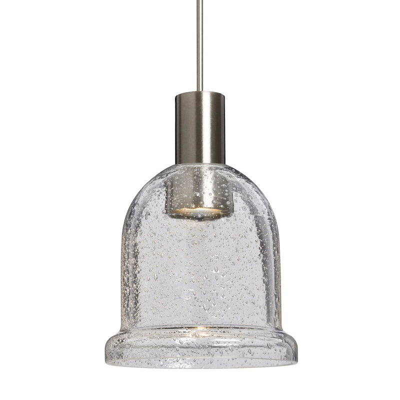 Besa Lighting Kiba 4in 1-Light LED Pendant | Contemporary Satin Nickel and Clear Glass | Kitchen Island & Dining Room | Model 1XT-KIBACL-LED-SN