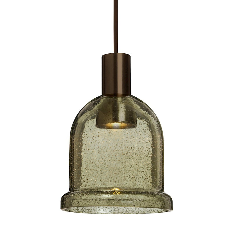 Besa Lighting Kiba 4in 1-Light LED Pendant | Contemporary Bronze and Beige Glass | Kitchen Island & Dining Room | Model 1XT-KIBALT-LED-BR