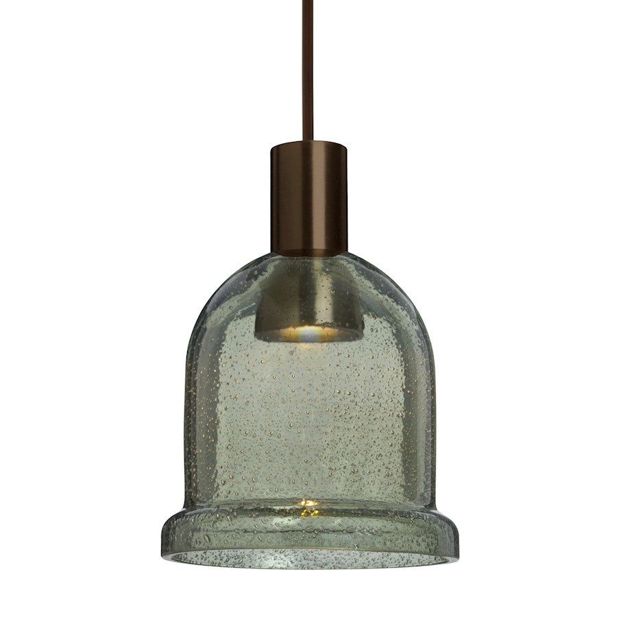 Besa Lighting Kiba 1 Light LED Pendant, Bronze/Green - 1XT-KIBAMS-LED-BR