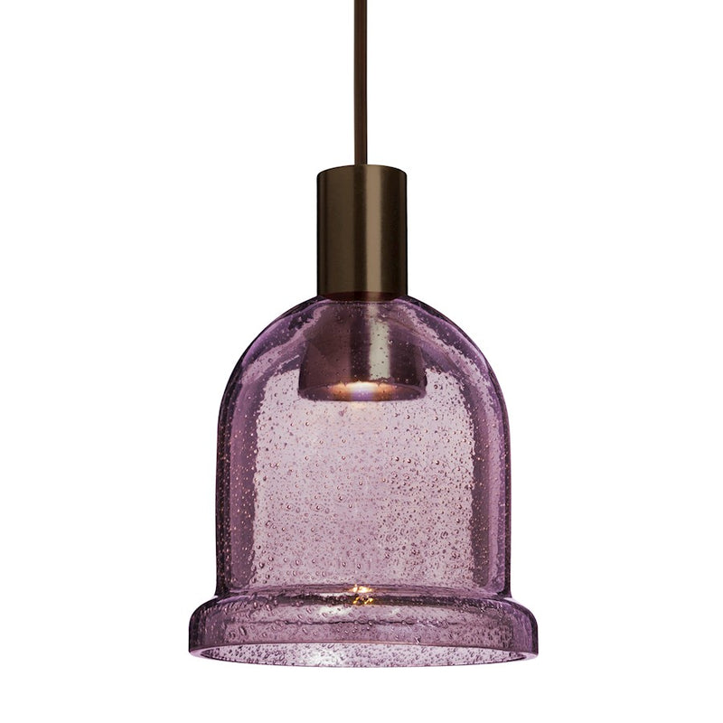 Besa Lighting Kiba 4in 1-Light LED Pendant | Contemporary Bronze and Purple Glass | Kitchen Island & Dining Room | Model 1XT-KIBAPL-LED-BR