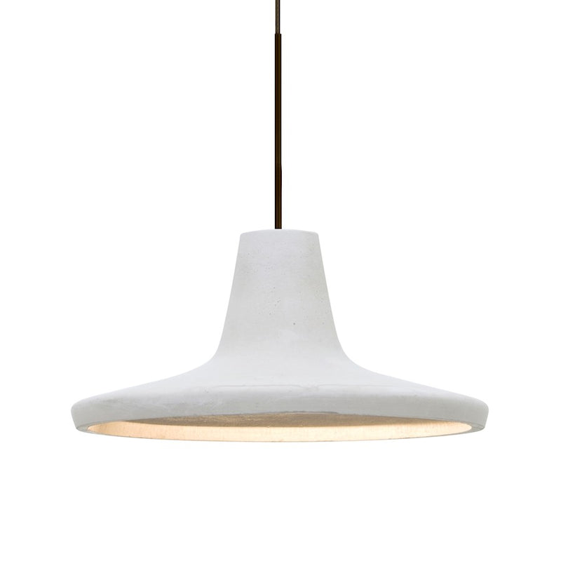 Besa Lighting Modus 9in 1-Light Pendant | Industrial Bronze and White Concrete Shade | Kitchen Island & Dining Room | Model 1XT-MODUSWH-LED-BR