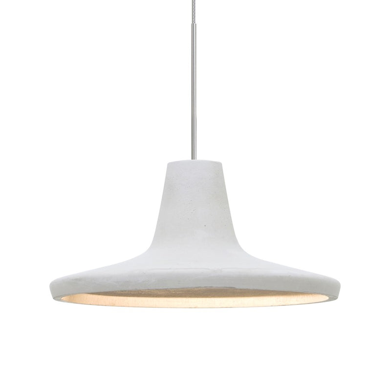 Besa Lighting Modus 9in 1-Light Pendant | Industrial Satin Nickel and White Concrete Shade | Kitchen Island & Dining Room | Model 1XT-MODUSWH-LED-SN