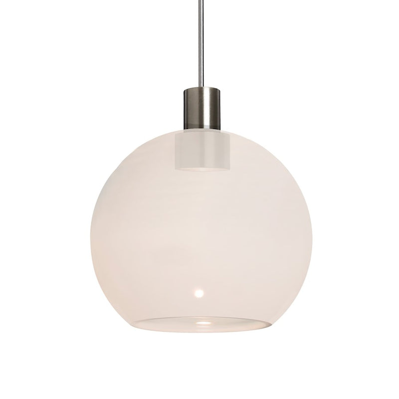 Besa Lighting Newton 6 1-Light LED Cord Pendant | Contemporary Satin Nickel and White Glass | Kitchen Island & Dining | Model 1XT-NEWTON6MW-LED-SN