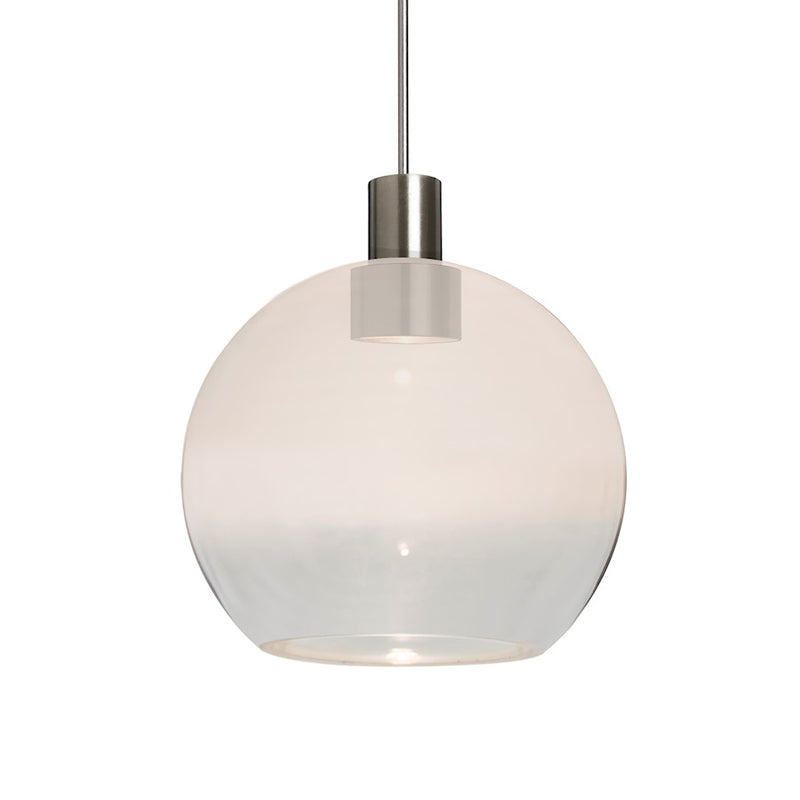 Besa Lighting Newton 6 1-Light LED Cord Pendant | Contemporary Satin Nickel and White Glass | Kitchen Island & Dining | Model 1XT-NEWTON6WC-LED-SN