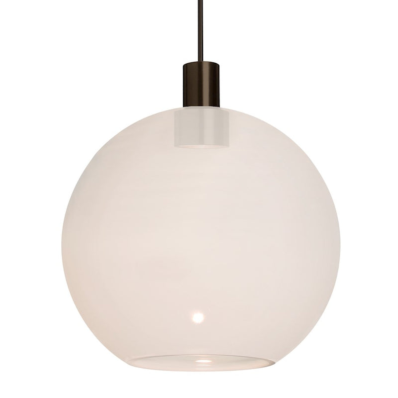 Besa Lighting Newton 8 1-Light LED Cord Pendant | Contemporary Bronze and White Glass | Kitchen Island & Dining Room | Model 1XT-NEWTON8MW-LED-BR
