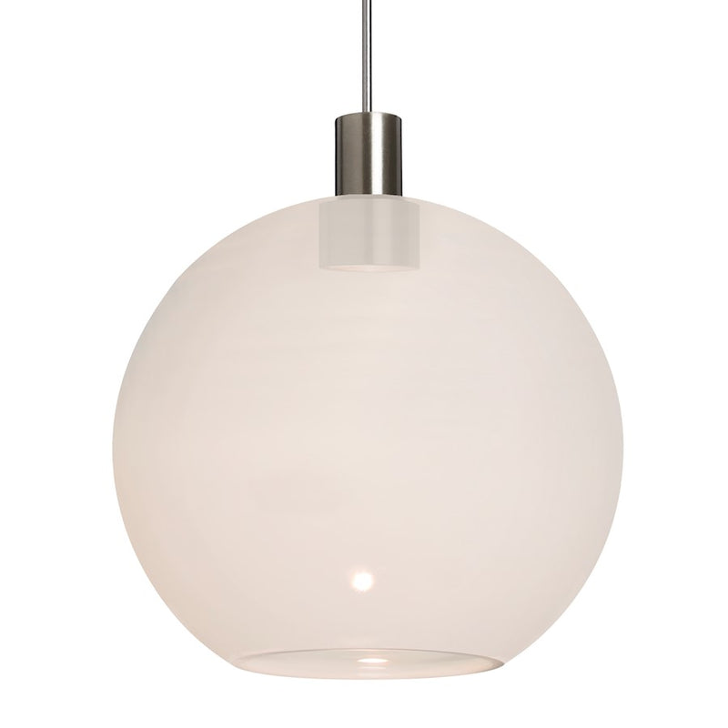 Besa Lighting Newton 8 7in 1-Light LED Cord Pendant | Contemporary Satin Nickel and White Glass | Kitchen Island | Model 1XT-NEWTON8MW-LED-SN