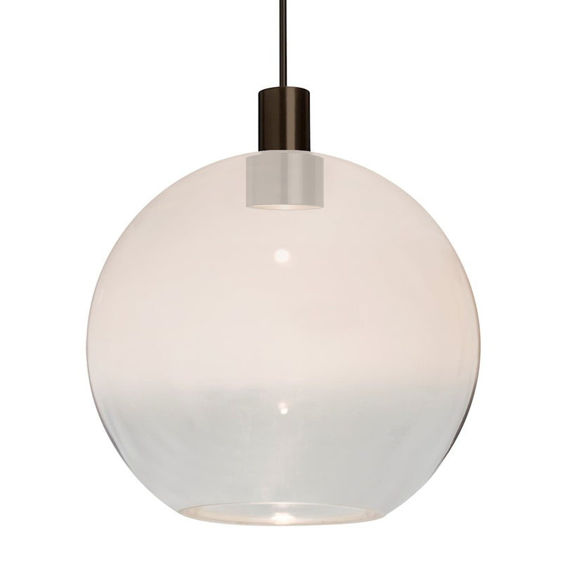 Besa Lighting Newton 8 7in 1-Light LED Cord Pendant | Contemporary Bronze and White Glass | Kitchen Island & Dining Room | Model 1XT-NEWTON8WC-LED-BR