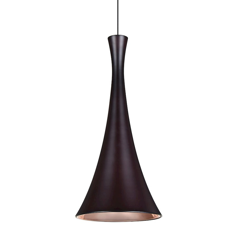Besa Lighting Rondo 7in 1-Light LED Pendant | Industrial Bronze Aluminum | Kitchen Island & Task Lighting | 7.88 x 16.85 in | Model 1XT-RONDO-LED-BR