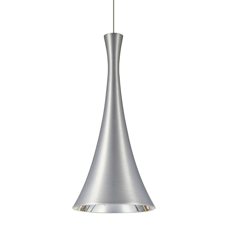 Besa Lighting Rondo 8in 1-Light LED Pendant | Industrial Satin Nickel and Silver Aluminum | Kitchen Island & Dining Room | Model 1XT-RONDO-LED-SN