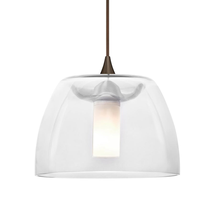 Besa Lighting Spur 5.5in 1-Light Cord Pendant | Transitional Brushed Bronze and Clear Glass | Kitchen Island & Dining Room | Model 1XT-SPURCL-BR