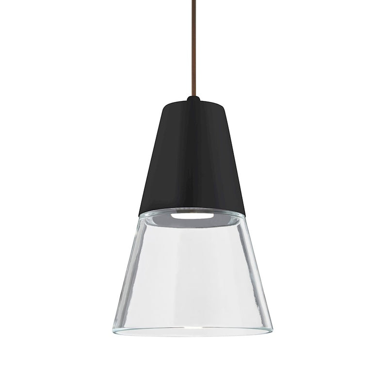Besa Lighting Timo 6in 1-Light LED Pendant | Midcentury Bronze and Clear Glass | Kitchen Island & Dining Room | 6 x 9 in | Model 1XT-TIMO6BC-LED-BR