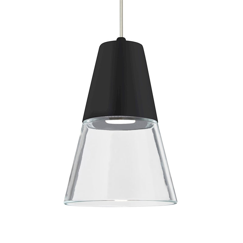 Besa Lighting Timo 6in 1-Light LED Pendant | Midcentury Satin Nickel and Clear Glass | Kitchen Island & Dining Room | Model 1XT-TIMO6BC-LED-SN