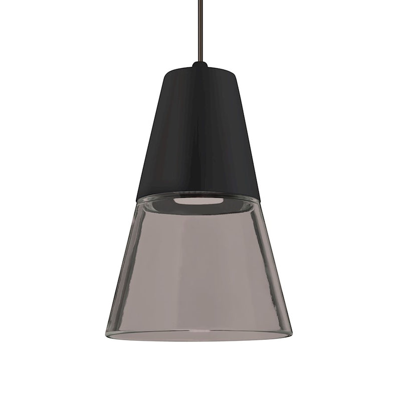 Besa Lighting Timo 6in 1-Light LED Pendant | Midcentury Bronze and Smoke Glass | Kitchen Island & Dining Room | 6 x 9 in | Model 1XT-TIMO6BS-LED-BR