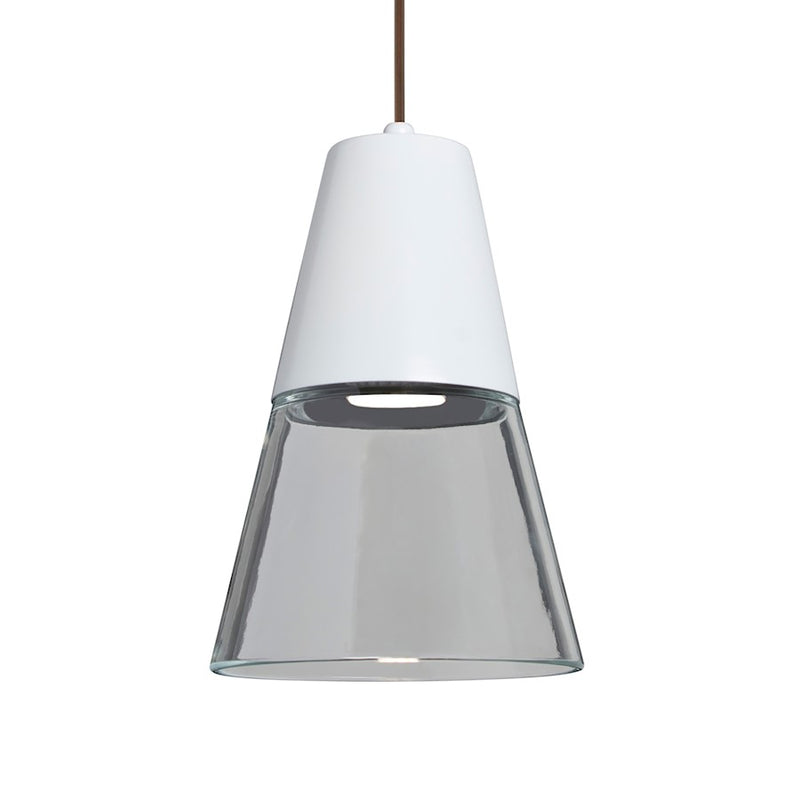 Besa Lighting Timo 6in 1-Light LED Pendant | Midcentury Bronze and Clear Glass | Kitchen Island & Dining Room | 6 x 9 in | Model 1XT-TIMO6WC-LED-BR