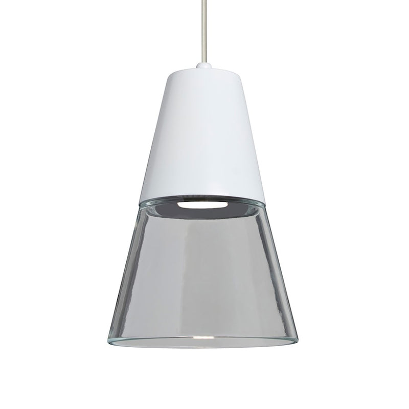 Besa Lighting Timo 6in 1-Light LED Pendant | Midcentury Satin Nickel and Clear Glass | Kitchen Island & Dining Room | Model 1XT-TIMO6WC-LED-SN