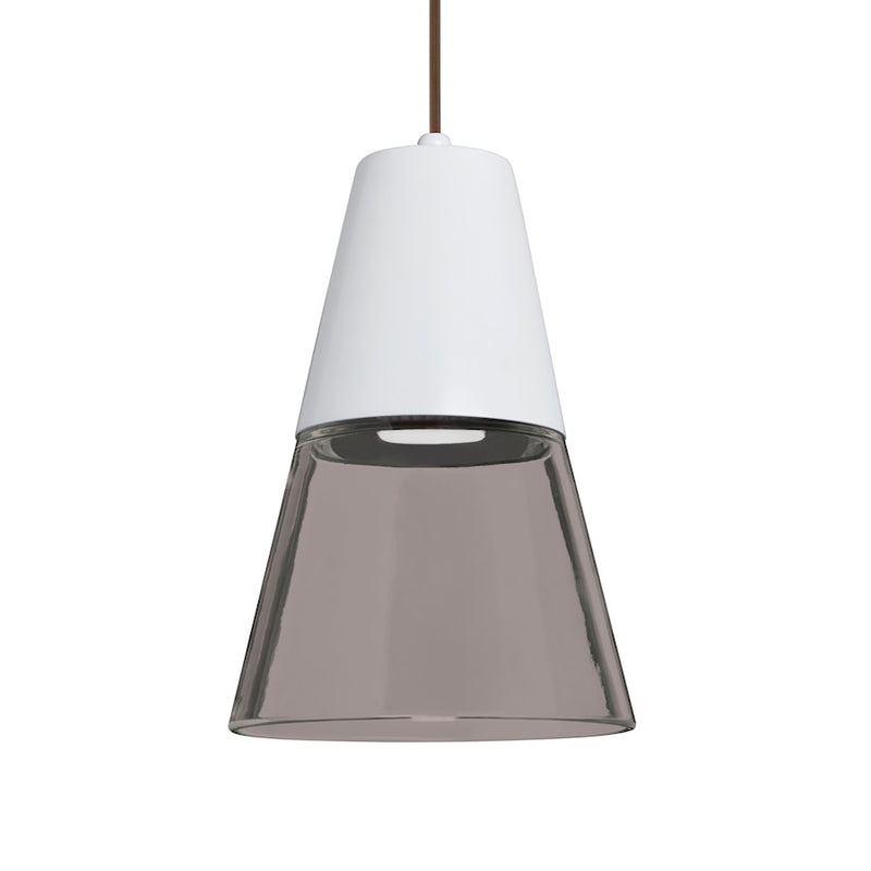 Besa Lighting Timo 6in 1-Light LED Pendant | Midcentury Bronze and Smoke Glass | Kitchen Island & Dining Room | 6 x 9 in | Model 1XT-TIMO6WS-LED-BR